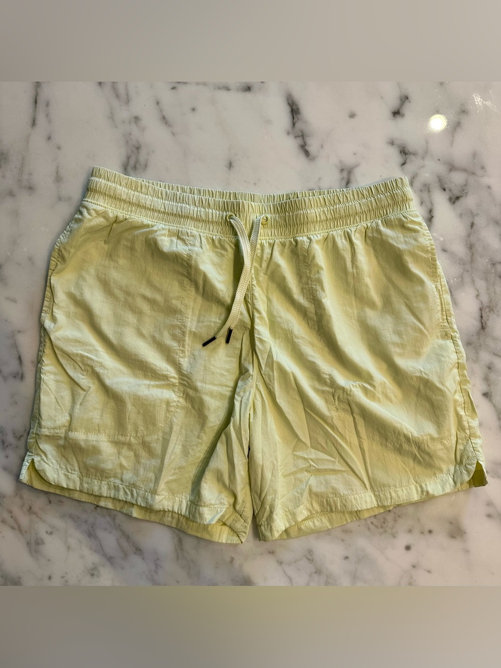 Men's Light Yellow Drawstring Swim/Utility Shorts - Size Medium